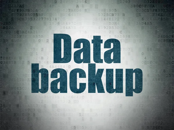 Conceito Dados Pintado Azul Palavra Backup Dados Fundo Papel Digital — Fotografia de Stock