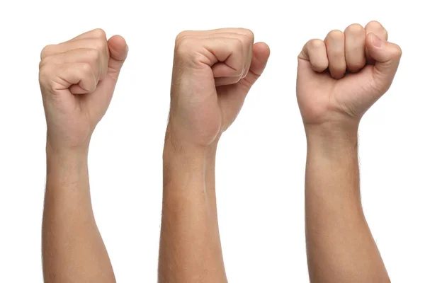 Signos Mano Puño Perforado Aislado Sobre Fondo Blanco — Foto de Stock