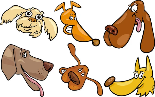 Cartoon Ilustracja Różnych Happy Dogs Head Collection Set — Zdjęcie stockowe