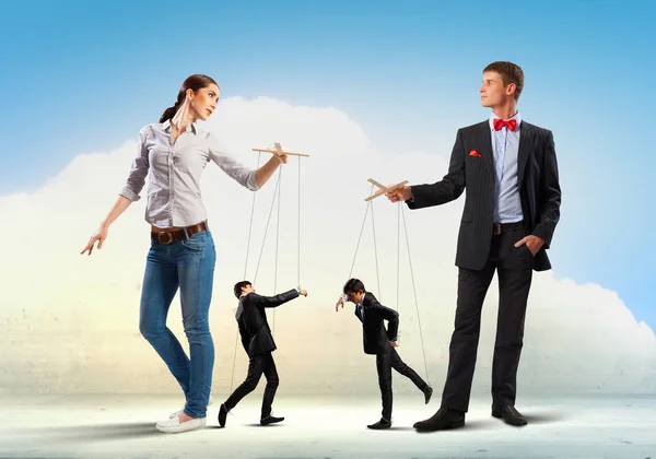 Image Man Woman Marionette Puppets — Stock Photo, Image