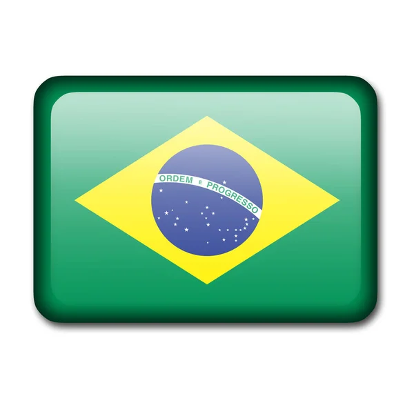 Icono Brillante Estilo Bandera Brasil Aislado — Foto de Stock