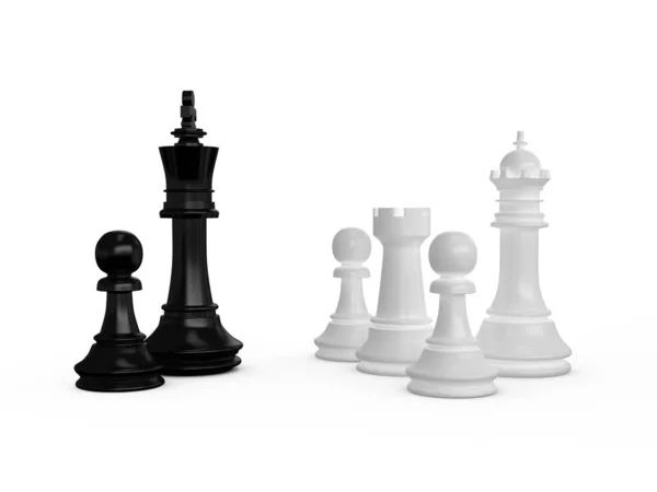 Черно Белые Шахматные Фигуры Белом Фоне — стоковое фото