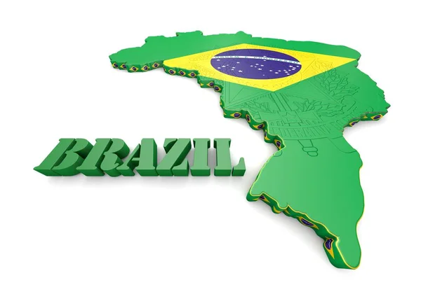 Карта Бразилии Флагом Гербом — стоковое фото
