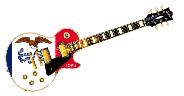 Definitivní Rock Roll Kytara Vlajkou Státu Iowa Izolované Přes Bílé — Stock fotografie