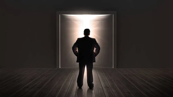 Man Walking Out Of Door Man Walking Out Of Door Stock
