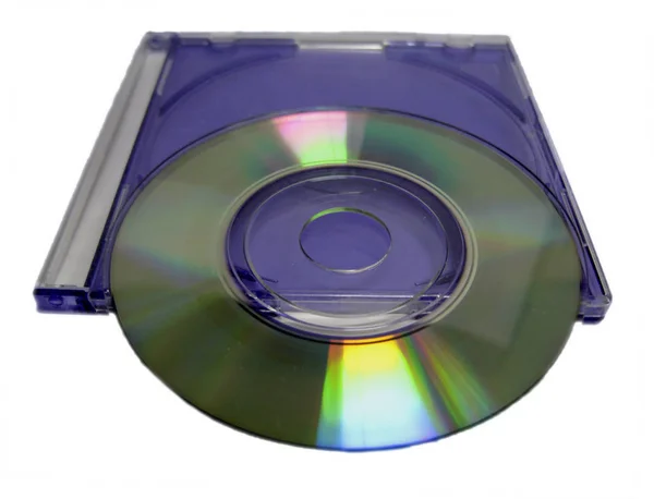 蓝色透明外壳的光盘 隔离在白色背景上 — 图库照片