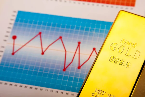 Zlaté Pruhy Lineárním Grafem Koncept Vnějšího Financování — Stock fotografie