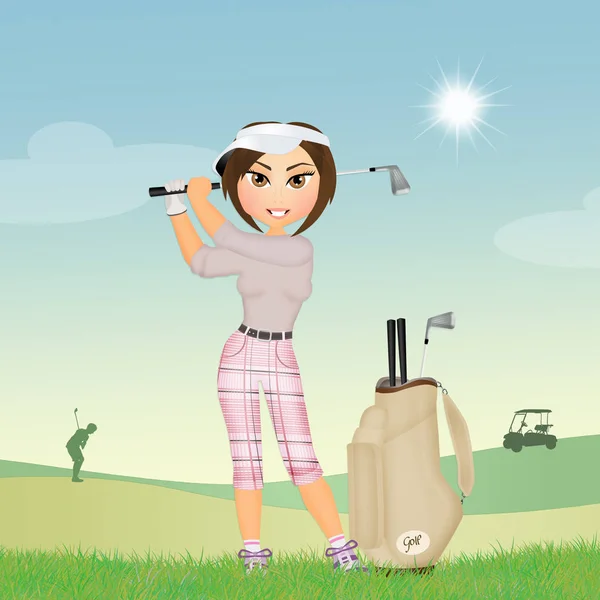 Ilustración Niña Juega Golf — Foto de Stock