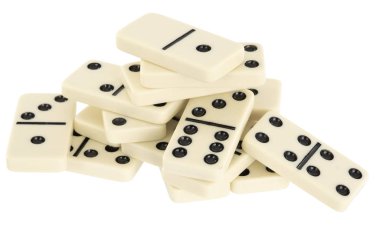A large pile of dominoes isolated on a white background clipart
