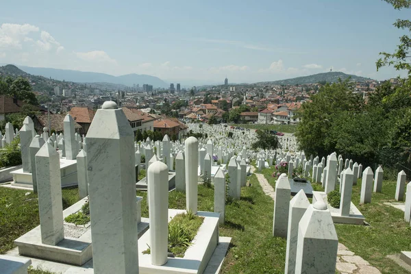 Blick Auf Den Muslimischen Friedhof Von Sarajevo — Stockfoto