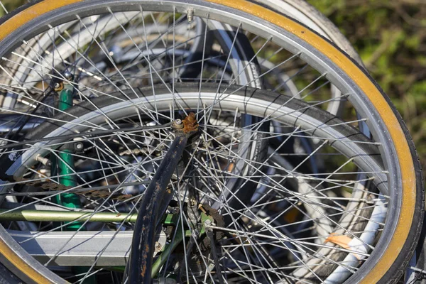 Σωρός Του Ποδηλάτου Παλιοσίδερα Στη Δανία — Φωτογραφία Αρχείου