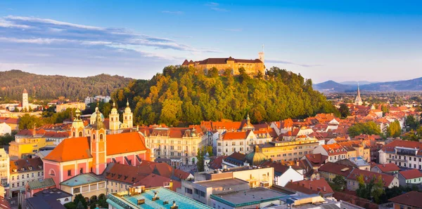 Panorama Slovenian Capital Ljubljana Sunset — Stock Photo, Image