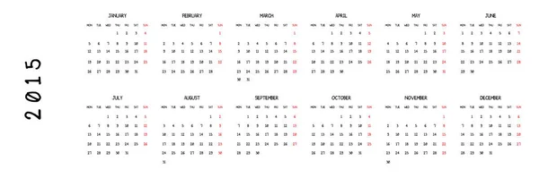Calendario Del Planificador 2015 Sobre Fondo Blanco —  Fotos de Stock
