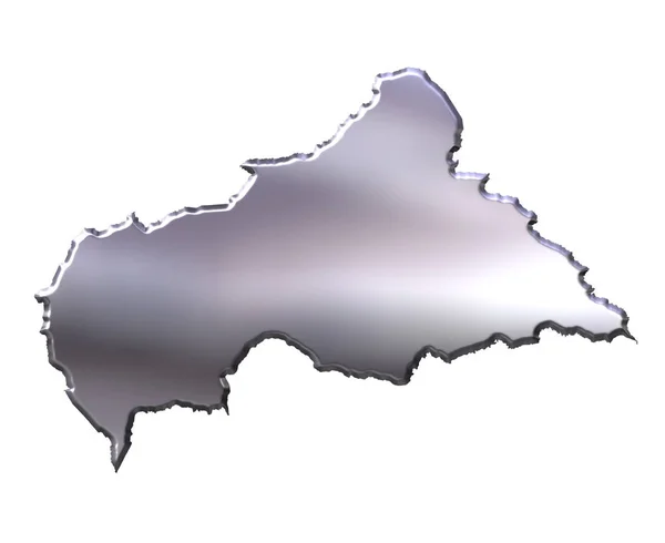 República Centro Africana Mapa Prata Isolado Branco — Fotografia de Stock