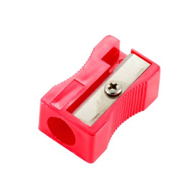 red plastic sharpener on a white background clipart