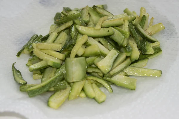 Freír Stickos Calabacín Para Sazonar Pasta — Foto de Stock