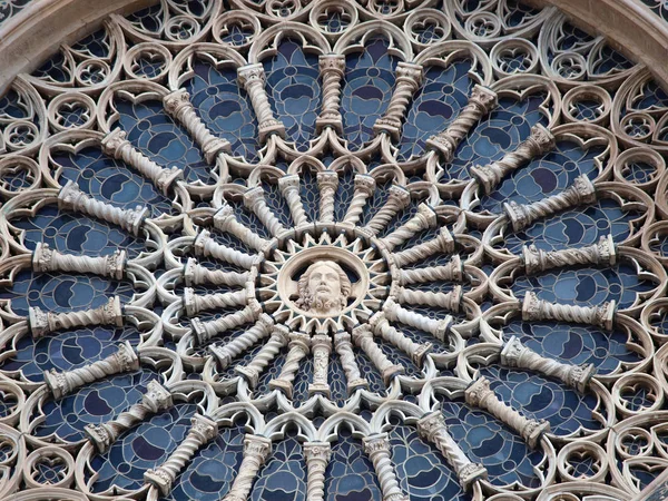 Facciata Del Duomo Orvieto Rosone Delicatamente Scolpito Della Facciata Circondato — Foto Stock