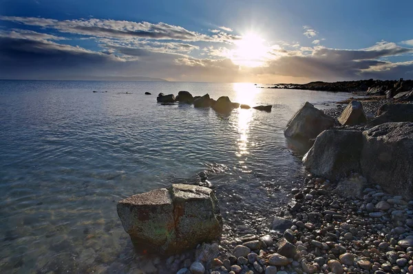 Sol Brillante Hunde Horizonte Galway Bay Galway Irlanda — Foto de Stock