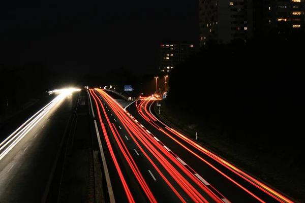Autopista A73 Cerca Erlangen Alemania Por Noche —  Fotos de Stock