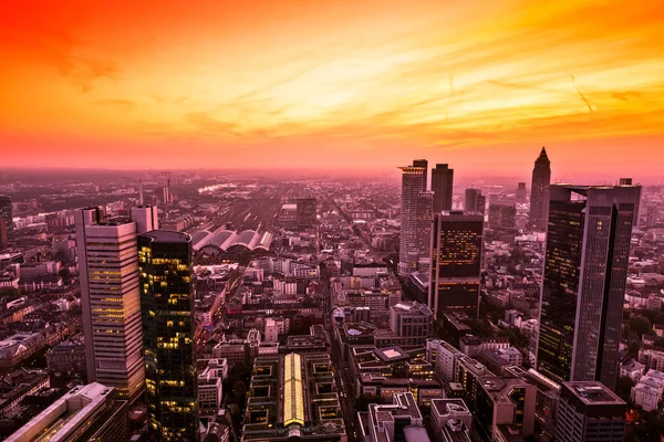 Panorama Von Frankfurt Main Deutschland Bei Sonnenuntergang — Stockfoto