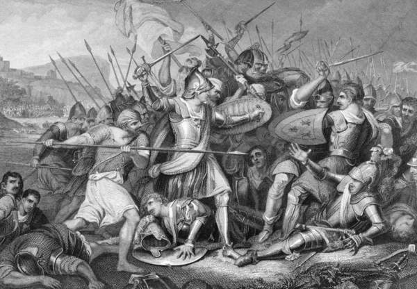 Schlacht Von Agincourt Jahre 1415 Auf Einem Kupferstich Aus Dem — Stockfoto