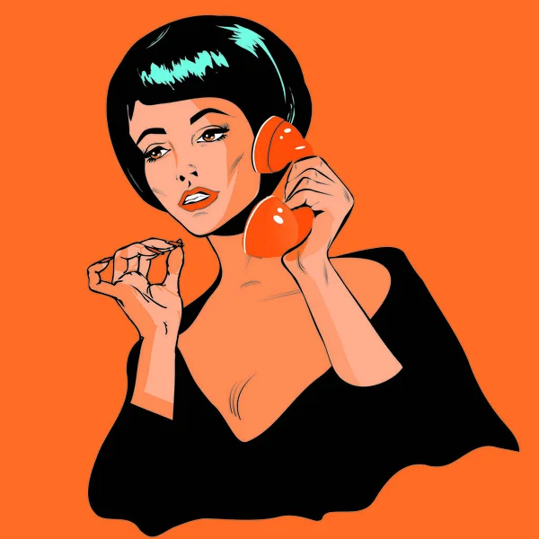 Lady Chatta Telefon Retro Clip Art Vintage Collection — Stockfoto