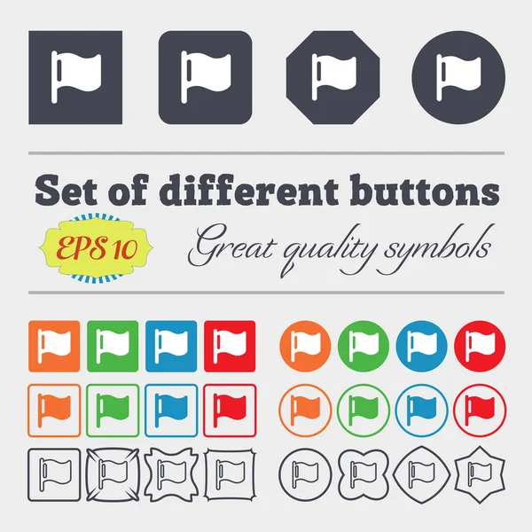 Flag Icon Sign Big Set Colorful Diverse High Quality Buttons — Stock Photo, Image