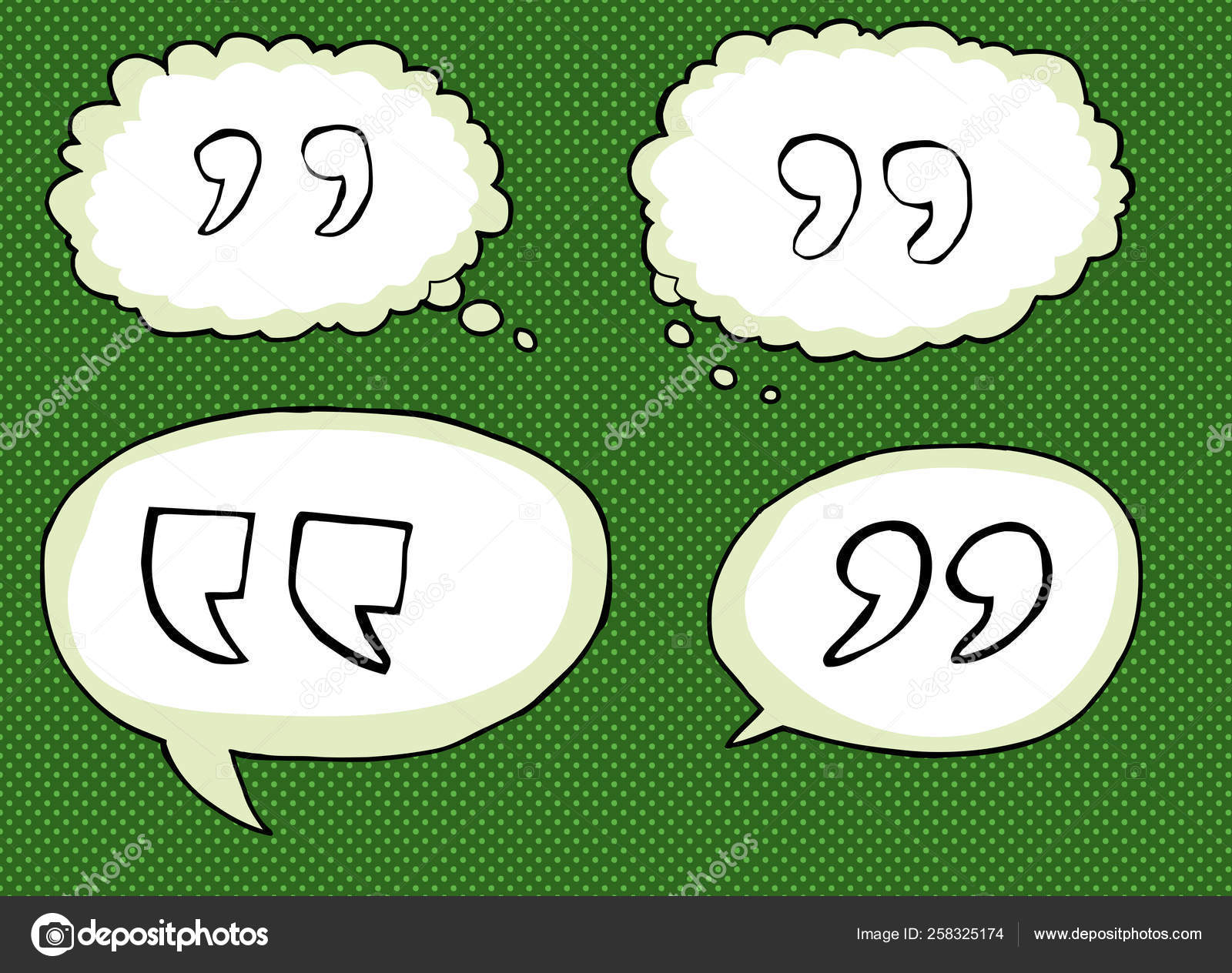 Dibujado Mano Dibujos Animados Comillas Sobre Verde — Fotos de ...