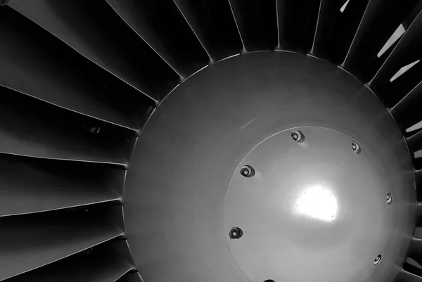 Center Hub Egy Turbólégcsavaros Jet Motor Erőteljes Szimbóluma Ipar Technológia — Stock Fotó