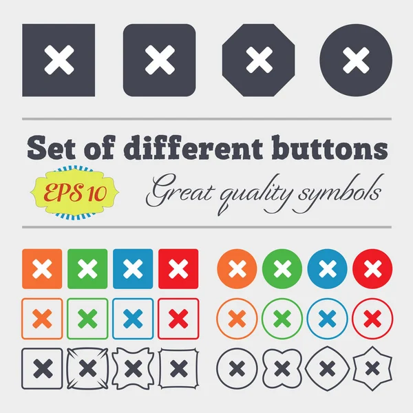 Cancelar Signo Icono Multiplicación Gran Conjunto Botones Coloridos Diversos Alta —  Fotos de Stock