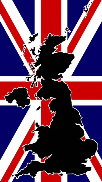 イギリスのシルエットが組合旗の上にセットされている — ストック写真