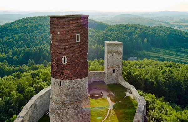 Checiny Polonya Bir Kule Ile Harap Ortaçağ Kalesi — Stok fotoğraf