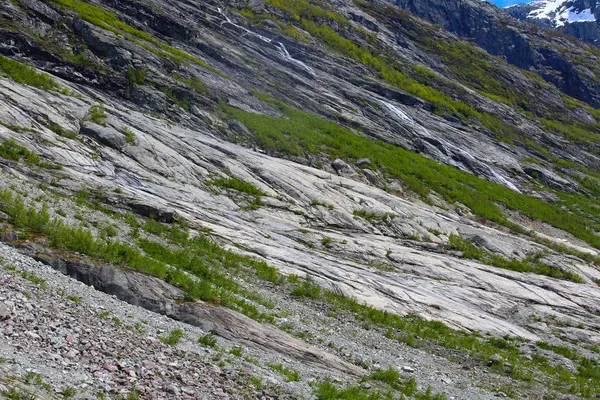 Schöner Sommerberghang Mit Steinen Und Bäumen Norwegen — Stockfoto