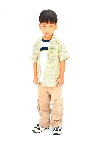 Asian Little Boy Isolated White Background — Stock Photo, Image