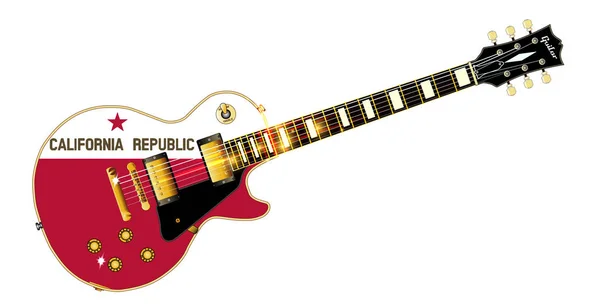 Den Definitive Rock Roll Guitar Med California State Flag Segl - Stock-foto