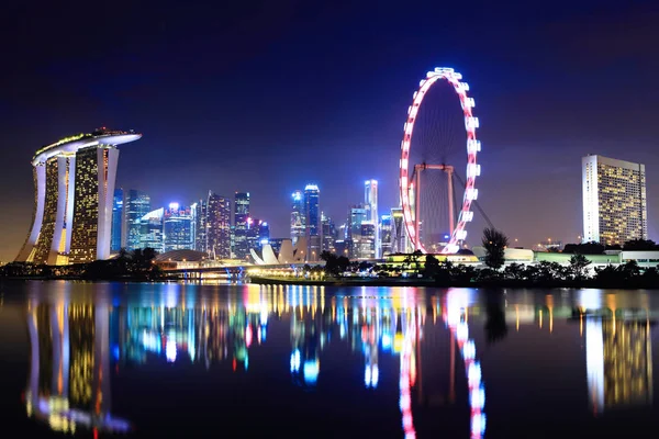 Ville Singapour Skyline Nuit — Photo