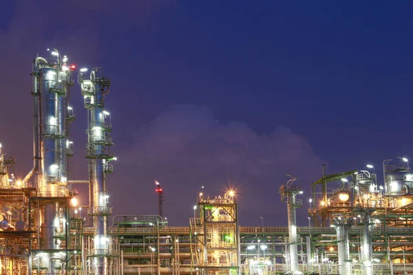 Structuur Van Petrochemische Fabriek Avond Scene Maptaphut Industrieel Oosten Van — Stockfoto