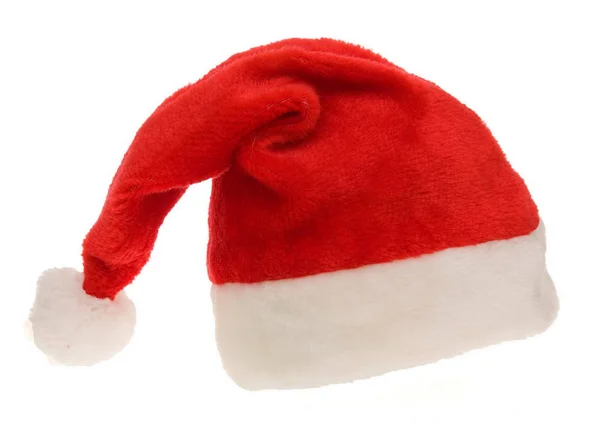 Красно Белая Шляпа Санта Клауса Изолированы Белом Фоне — стоковое фото