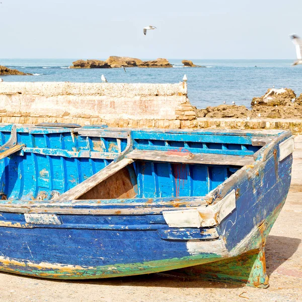 Bateau Mer Afrique Marocaine Vieux Château Brun Brique Ciel — Photo