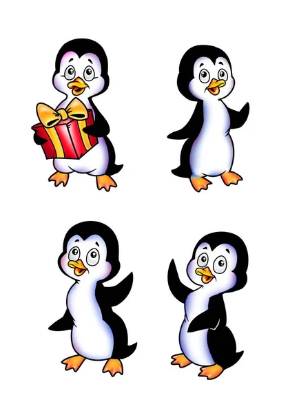 Colectar Pinguim Presente Alegria Cristmas — Fotografia de Stock