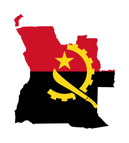 Illustration Der Angola Flagge Auf Der Landkarte Des Isolierten Landes — Stockfoto