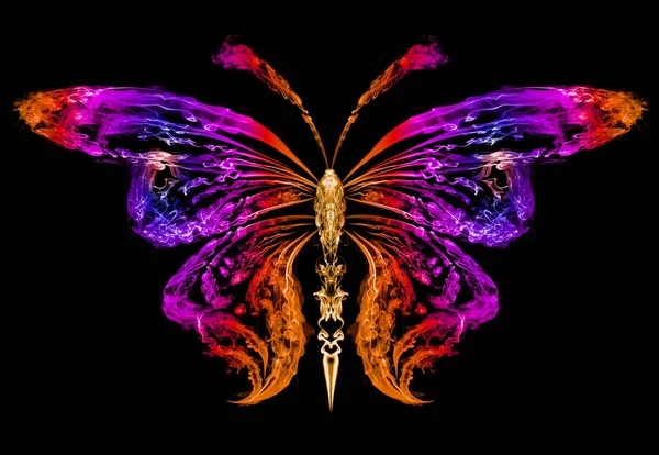 Silueta Abstracta Una Mariposa Dibujada Por Humo Del Color —  Fotos de Stock
