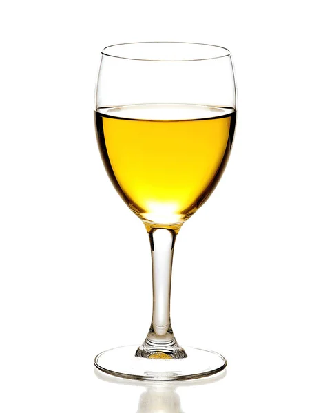 Glas Witte Wijn Geïsoleerd — Stockfoto