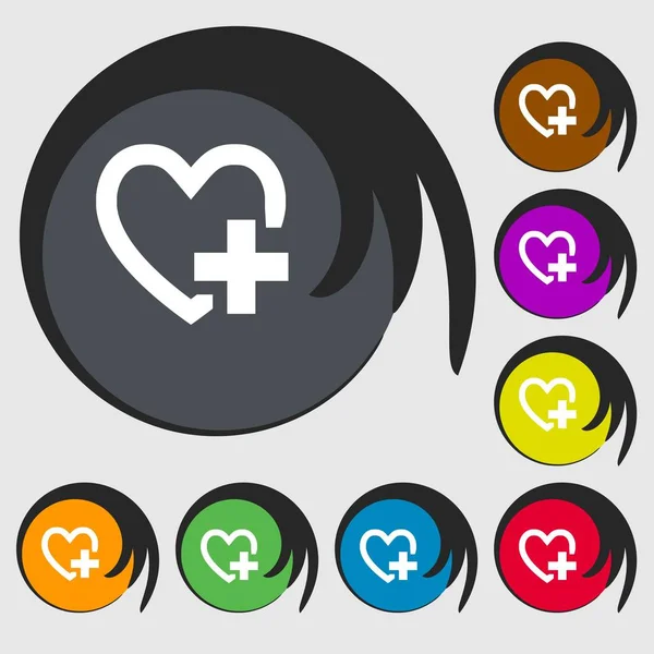 Icono Signo Cardíaco Símbolo Amor Símbolos Ocho Botones Colores Ilustración — Foto de Stock