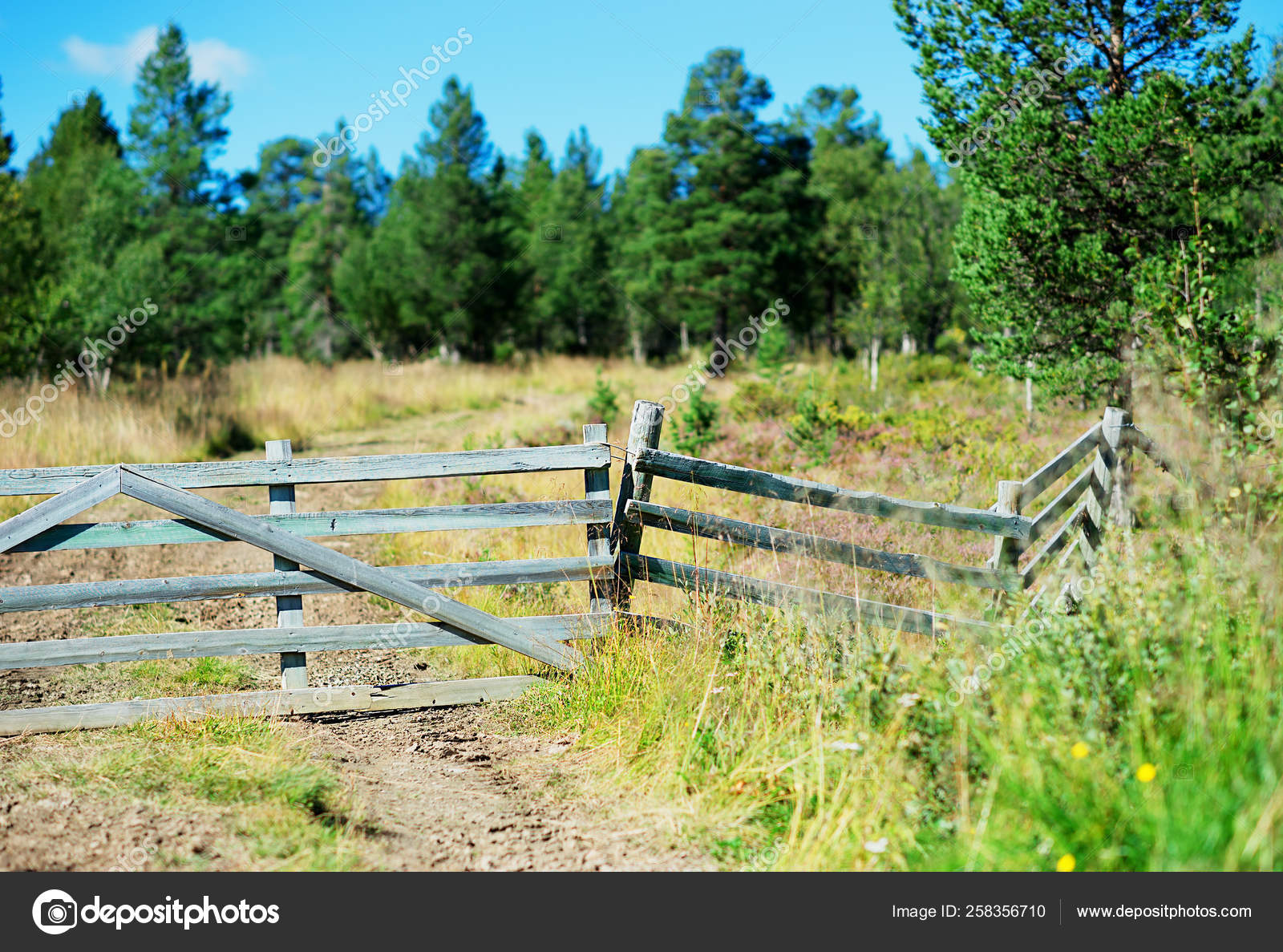 Farm Fence Landscape Background — Stock Photo © YAYImages #258356710