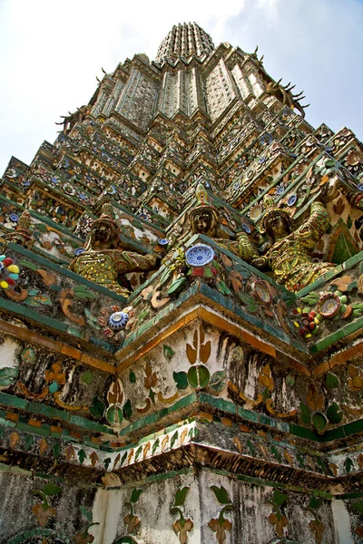 Ásia Bangkok Templo Tailândia Abstrato Cruz Cores Telhado Wat Cores — Fotografia de Stock