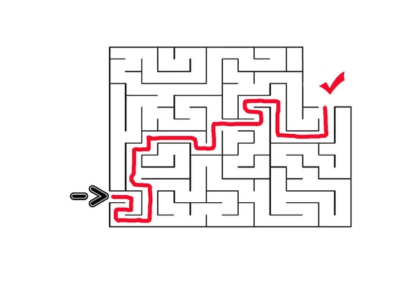 Schwarzes Labyrinth Auf Weißem Hintergrund Roter Teppich Von Input Output — Stockfoto
