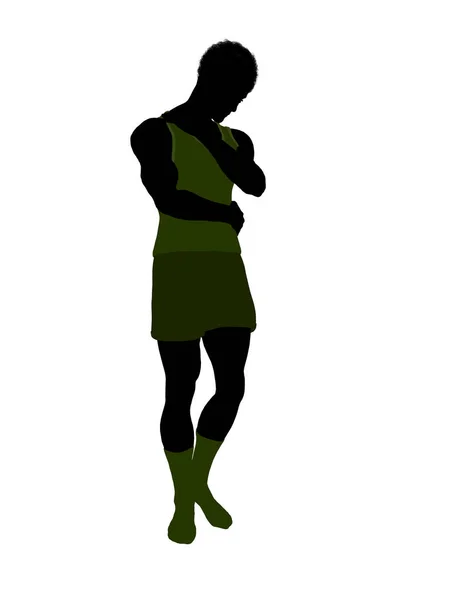Afrikansk Amerikansk Manlig Modell Klädd Underkläder Illustration Silhouette Vit Bakgrund — Stockfoto