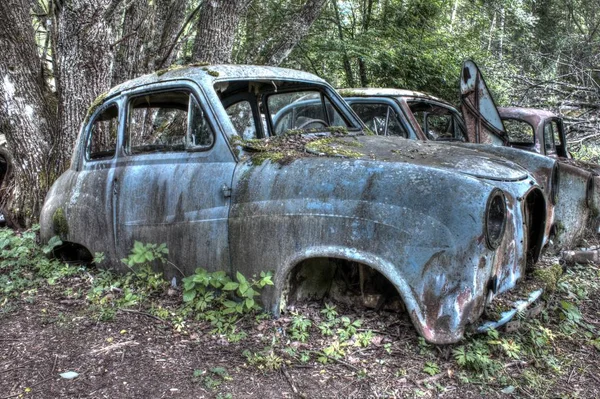 Hdr Зображення Автомобілів Деталей Деталей Автомобіля Фотографія Старому Кладовищі Машин — стокове фото