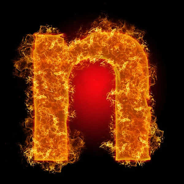 Fire Small Letter Black Background — Stock Photo, Image